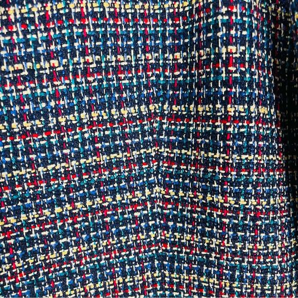 Vintage Talbots red white blue silk tweed open preppy office blazer jacket 14 - Picture 3 of 8